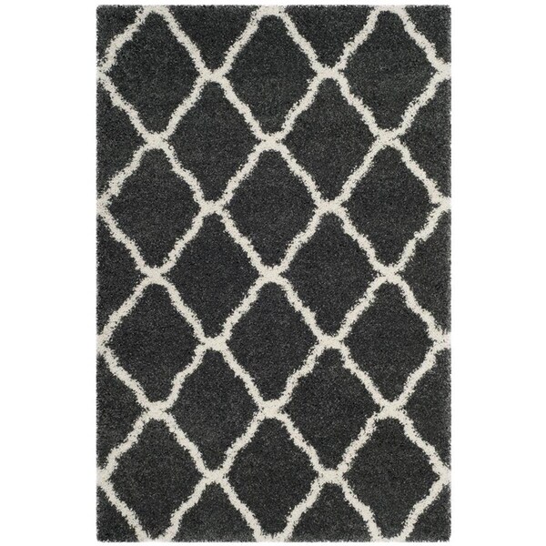 Flowers First 3 x 5 ft. Hudson Shag Power Loomed Rug, Dark Grey & Ivory - Small Rectangle FL1860192 - main